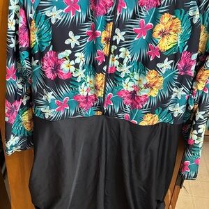 Floral Print Black Swim Dress